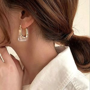 Transparent resin drop earrings; gold accents; nwot